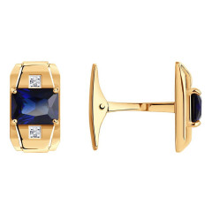 Запонки из золота с корундами и фианитами