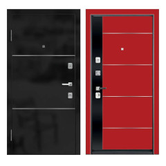 Входная дверь Ле-гран black matte / red gloss